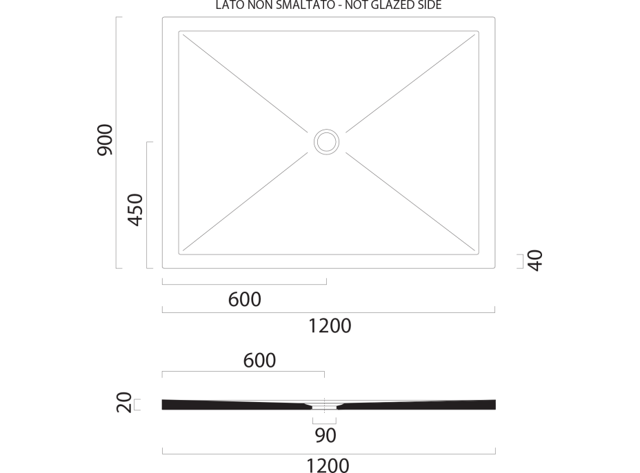 GSI Keramická sprchová vanička, obdĺžnik 120x90x2cm, čierna mat 46120926