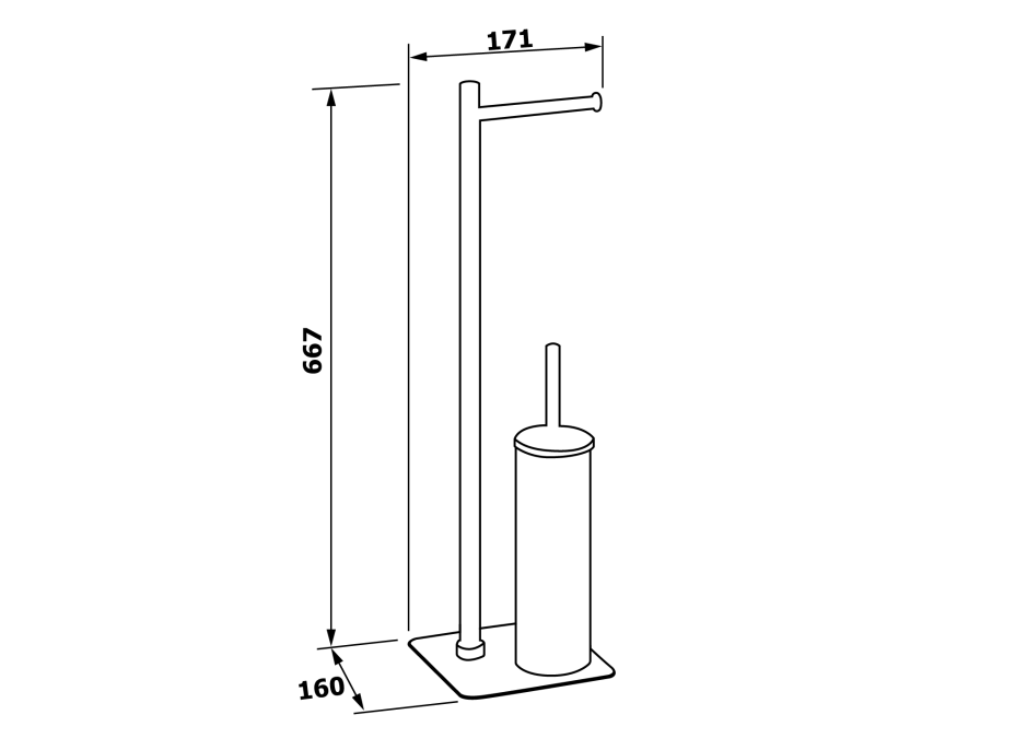 Gedy ARTU stojan s držiakom na toaletný papier a WC štetkou, hranatý, chróm 1132