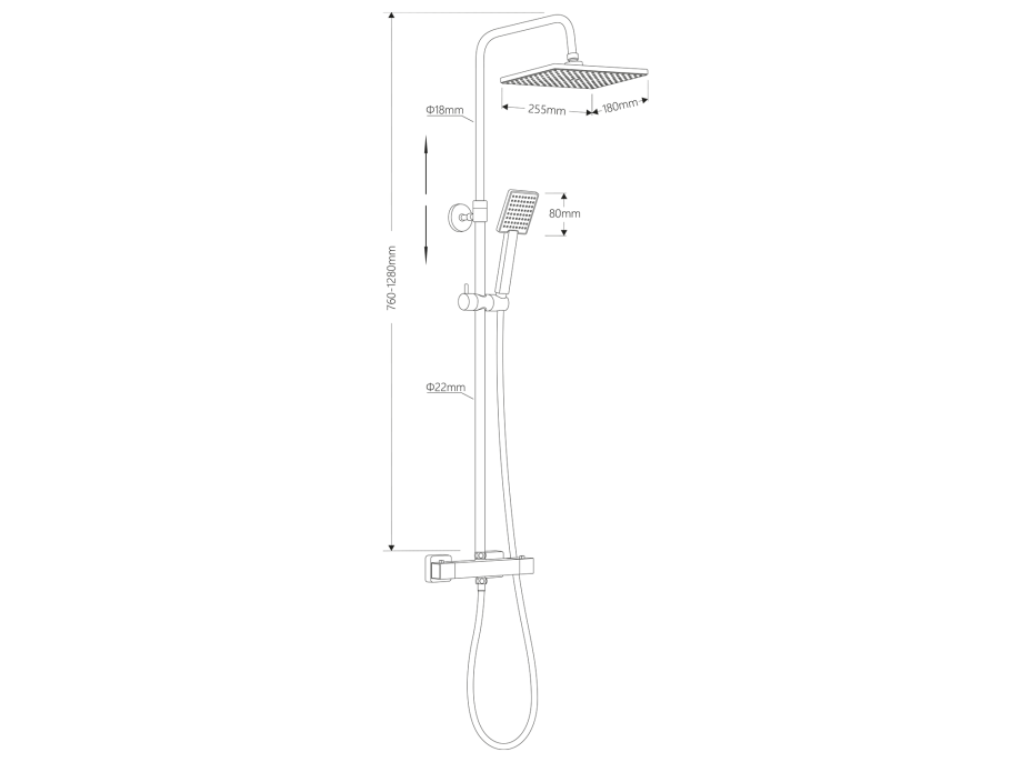 Aqualine TALIA sprchový stĺp s termostatickou batériou, chróm SL440