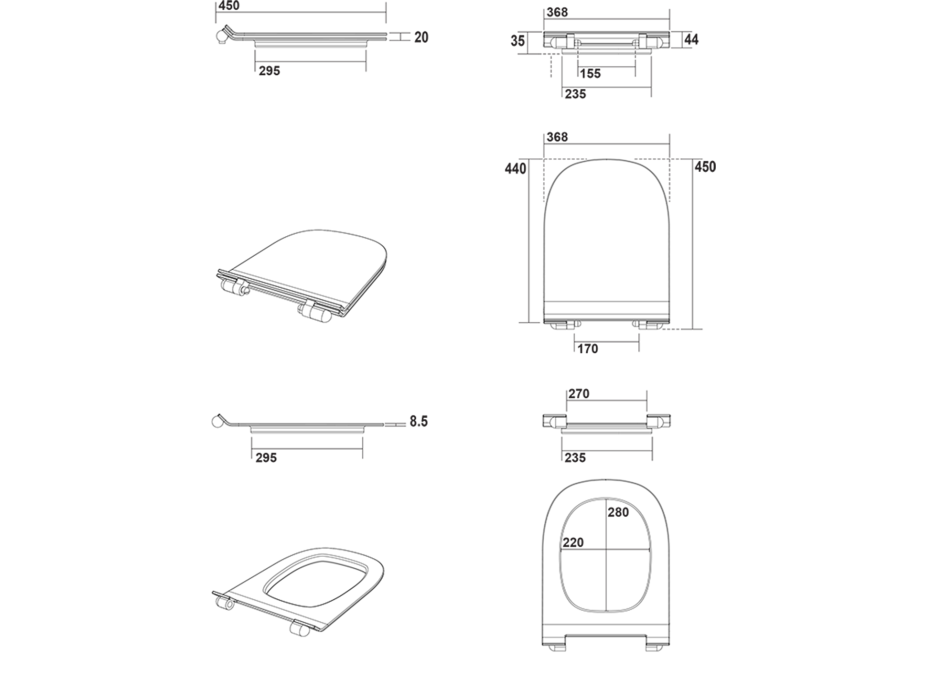 Kerasan FLO WC sedátko, SLIM, Soft Close, biela 319101