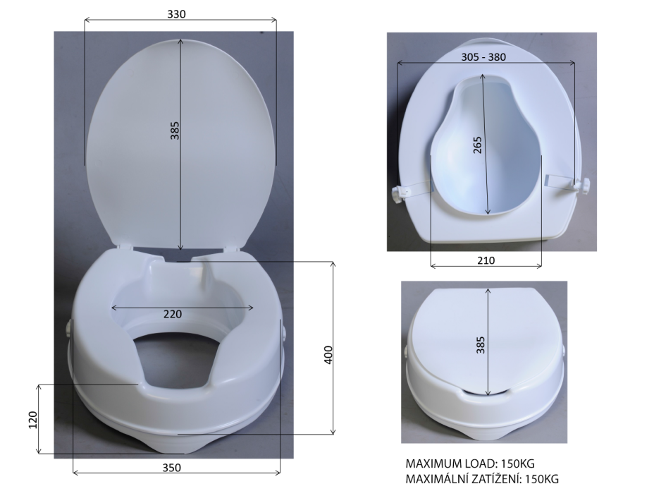 Ridder HANDICAP WC sedátko zvýšené 10cm, bez madiel, biela A0071001
