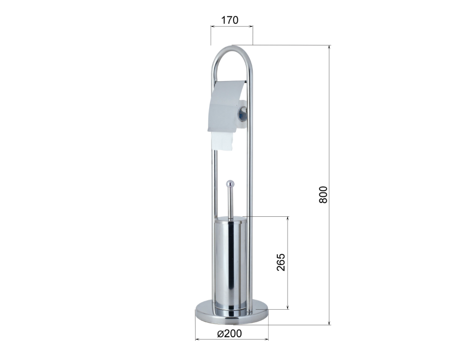 Aqualine SAMBA stojan s podstavcom, WC štetkou a držiakom toaletného papiera, chróm SB131
