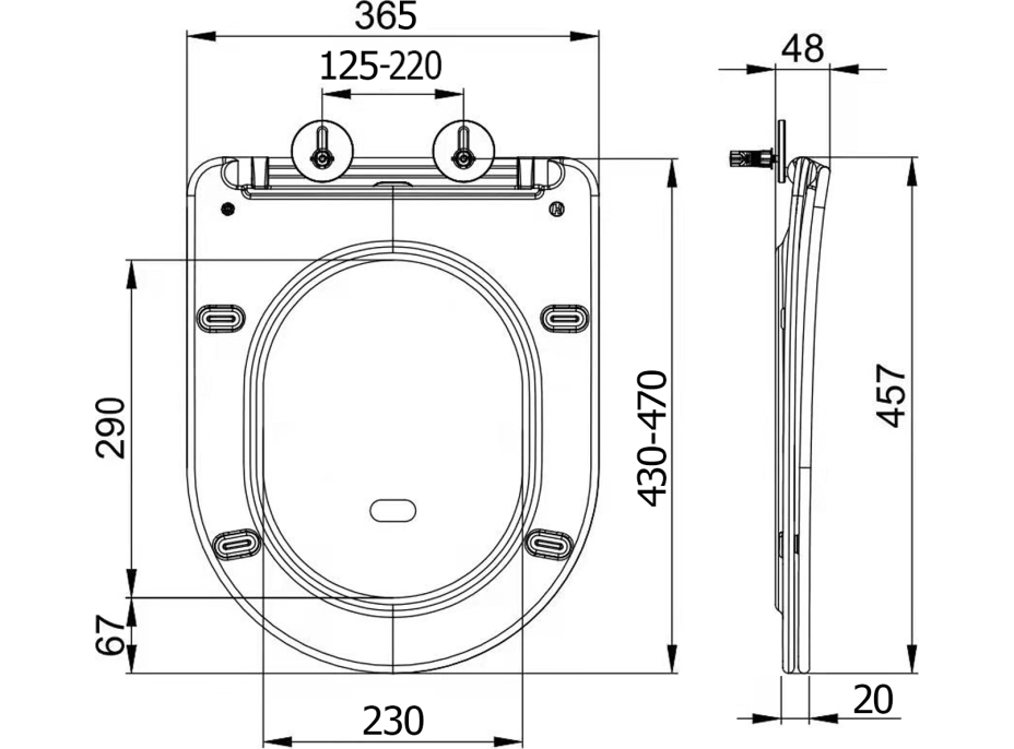 Sapho PACO WC sedátko, SLIM, Soft Close, čierna mat PCS1012B