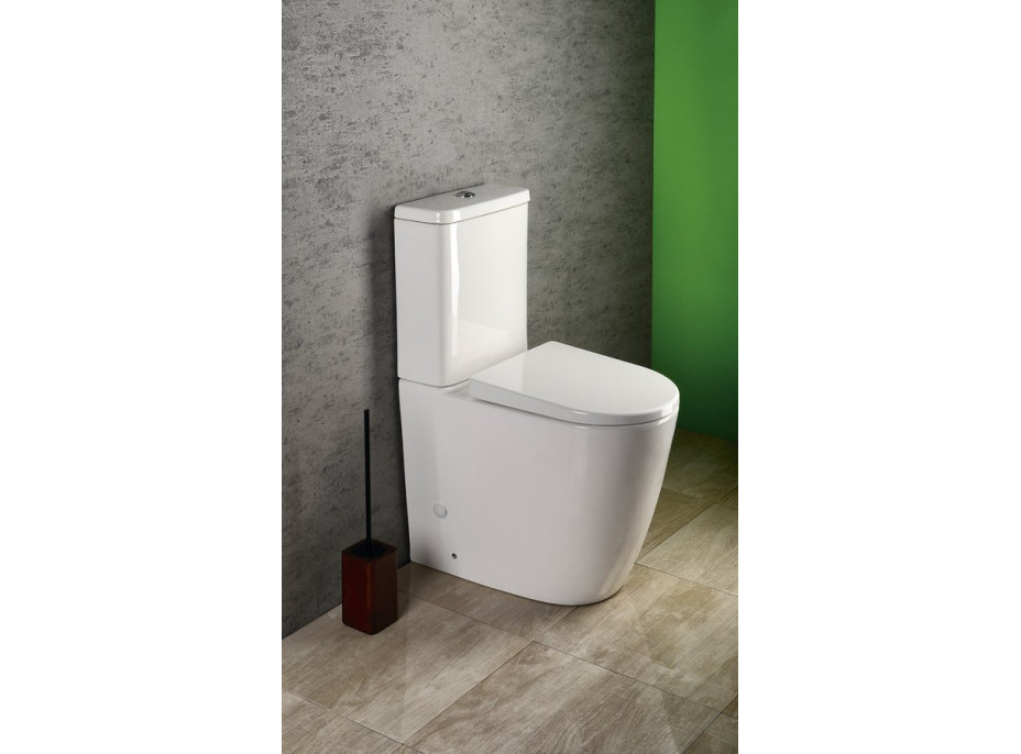 Sapho TURKU RIMLESS WC kombi zvýšený sedák, spodný/zadný odpad, biela PC104WR