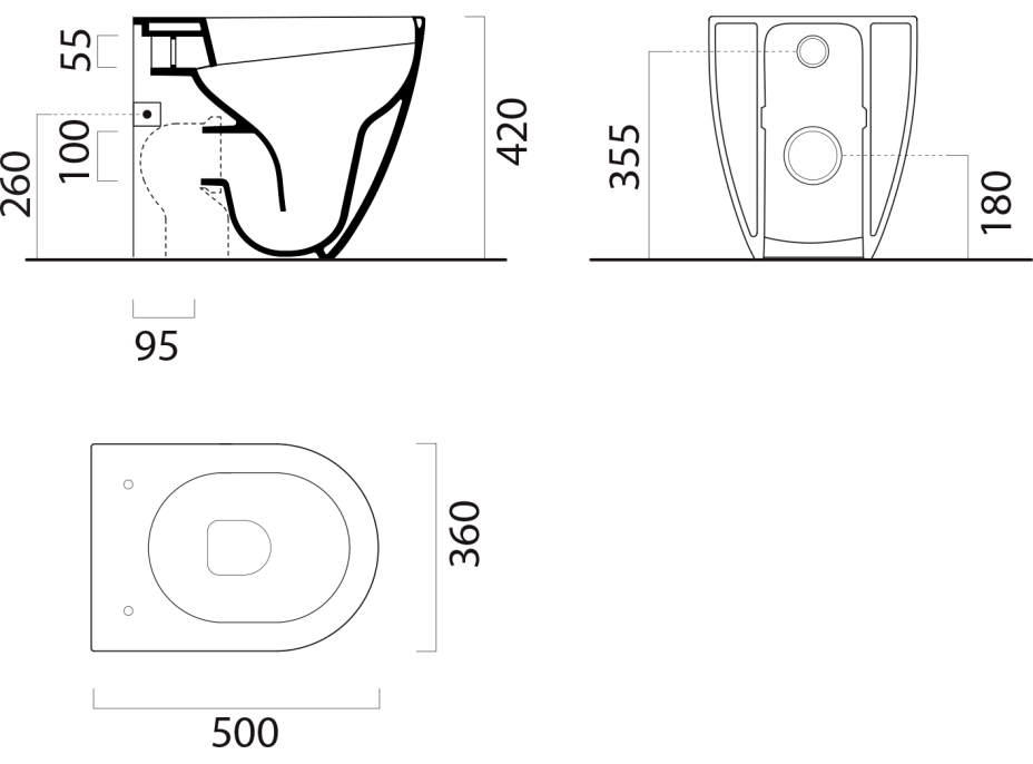 GSI PURA WC misa stojaca, Swirlflush, 36x50cm, spodný/zadný odpad, biela ExtraGlaze 880411