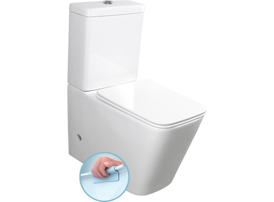 Sapho PORTO RIMLESS WC kombi, spodný/zadný odpad, biela PC102WR