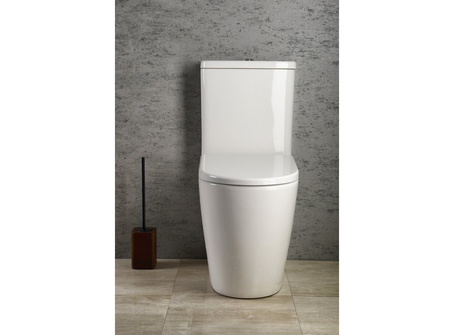 Sapho TURKU RIMLESS WC kombi zvýšený sedák, spodný/zadný odpad, biela PC104WR