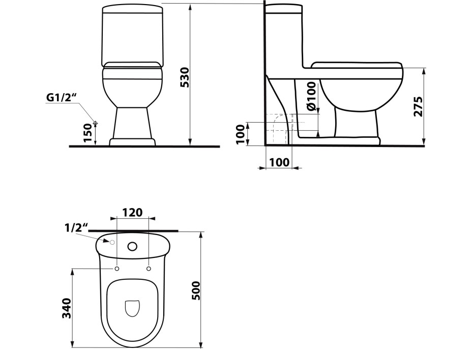 Aqualine PETIT WC kombi detské, zadný/spodný odpad, biela PT520