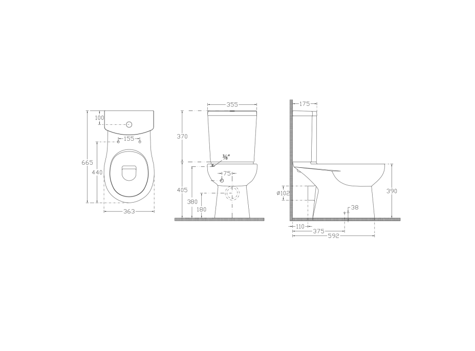 Sapho KAIRO WC kombi, zadný odpad, biela PC105