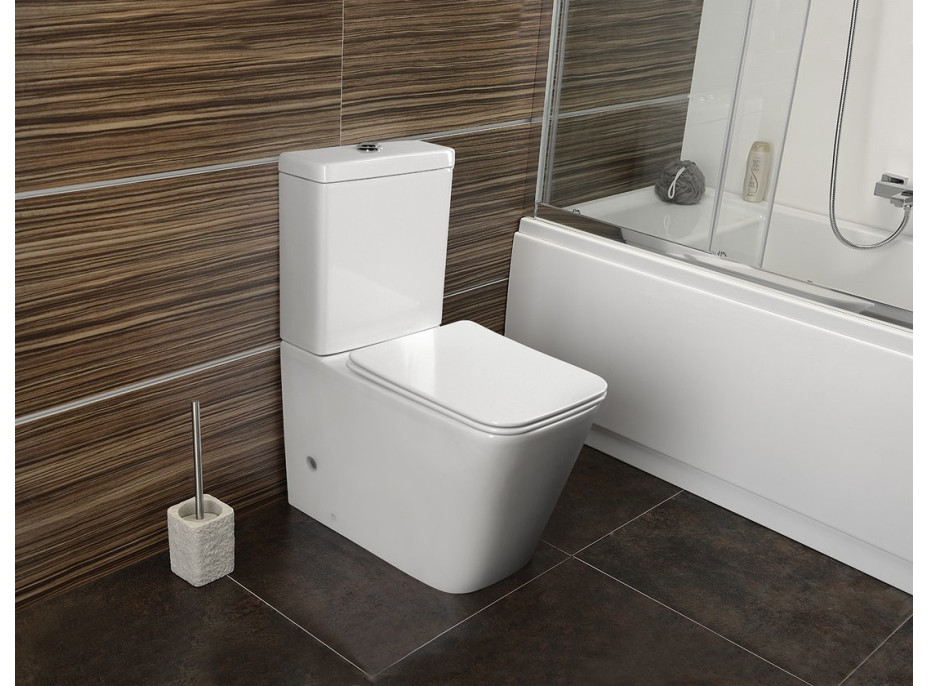 Sapho PORTO RIMLESS WC kombi, spodný/zadný odpad, biela PC102WR