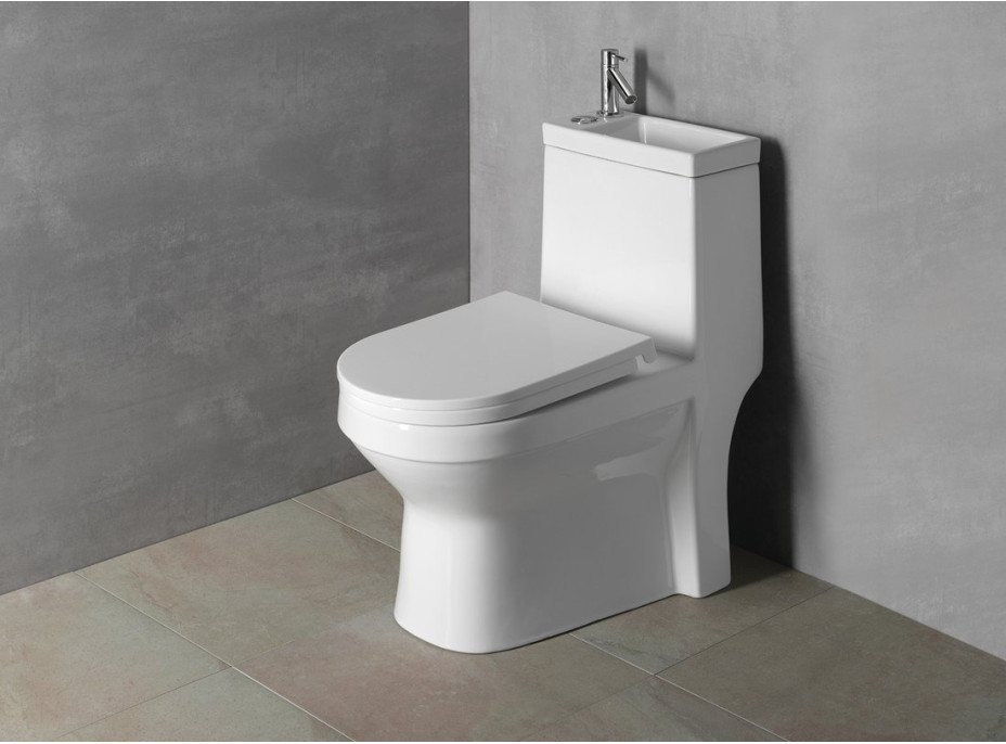 Aqualine HYGIE WC kombi s umývadlom, zadný/spodný odpad, biela PB104W