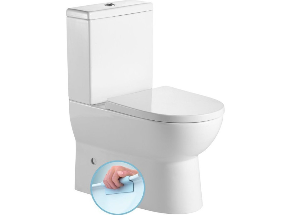 Aqualine JALTA WC kombi, Rimless, spodný/zadný odpad, biela PB103RW