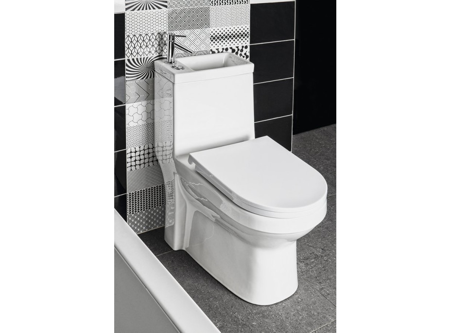 Aqualine HYGIE WC kombi s umývadlom, zadný/spodný odpad, biela PB104W