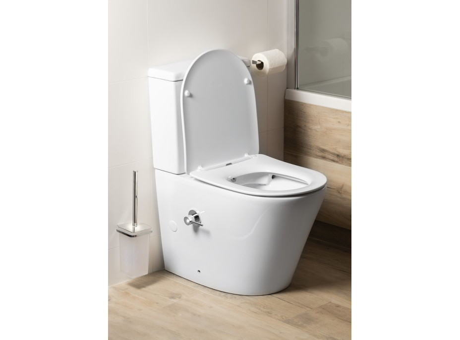 Sapho PACO CLEANWASH WC kombi, integrovaná batéria a bidet. spŕška, spodný/zadný odpad, biela PC1012RX