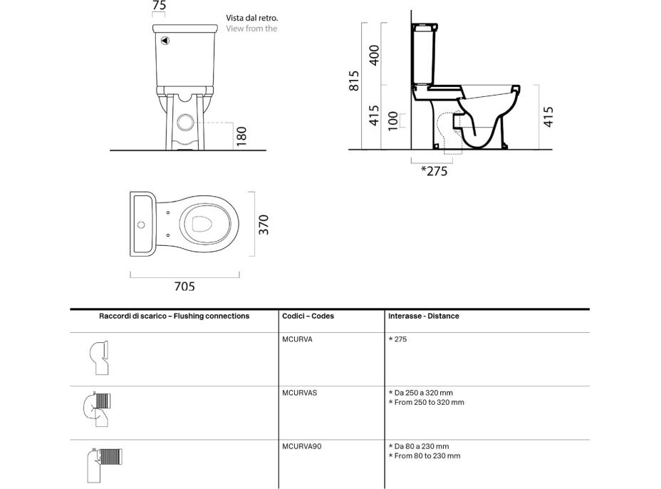 GSI CLASSIC WC misa kombi spodný/zadný odpad, biela ExtraGlaze 871711