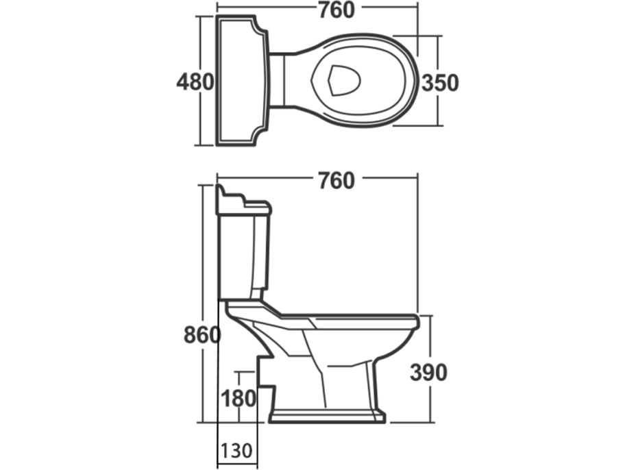 Aqualine ANTIK WC kombi misa, biela AK107-432