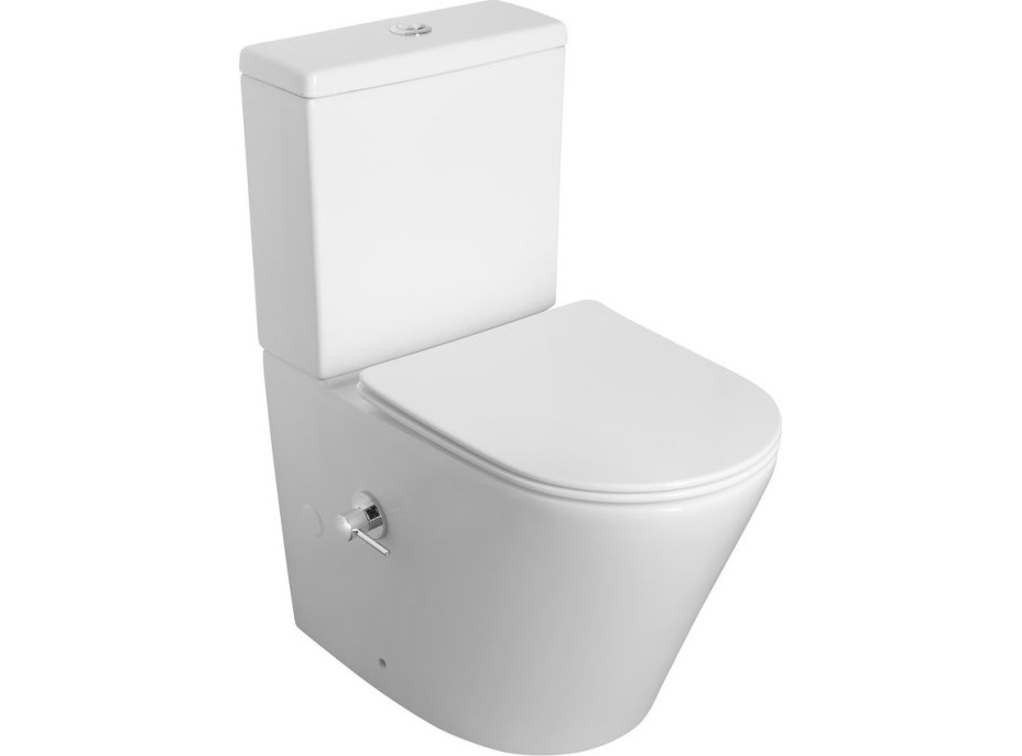 Sapho PACO CLEANWASH WC kombi, integrovaná batéria a bidet. spŕška, spodný/zadný odpad, biela PC1012RX