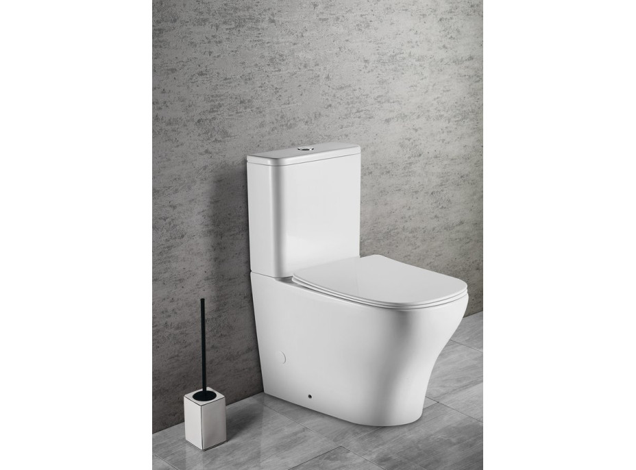 Sapho BELLO RIMLESS WC kombi, spodný/zadný odpad, biela PC103WR