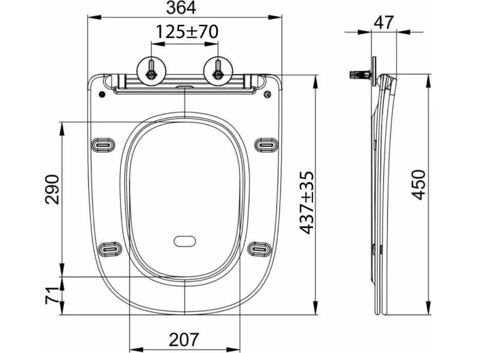 Sapho BELLO sedátko pre WC kombi, SLIM, Soft Close, biela PCS103