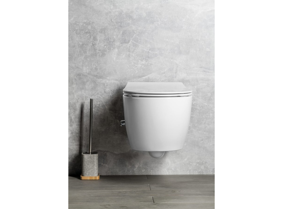 Isvea SENTIMENTI CLEANWASH závesná WC misa, Rimless, integrovaný ventil a bidet. spŕška, 36x51cm, biela 10ARS1010