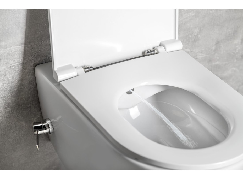 Isvea INFINITY CLEANWASH závesná WC misa Rimless, integrovaná batéria a bidet. spŕška, 36, 5x53cm, biela 10NFS1005I