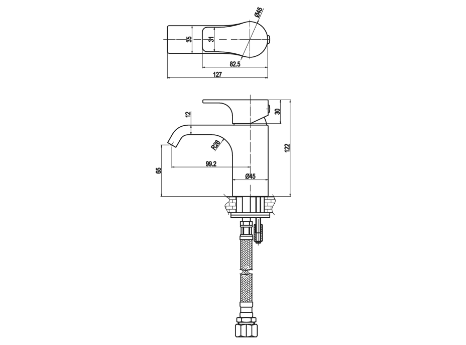 Sapho SMALL stojanková umývadlová batéria bez výpuste, 122mm, chróm SM08