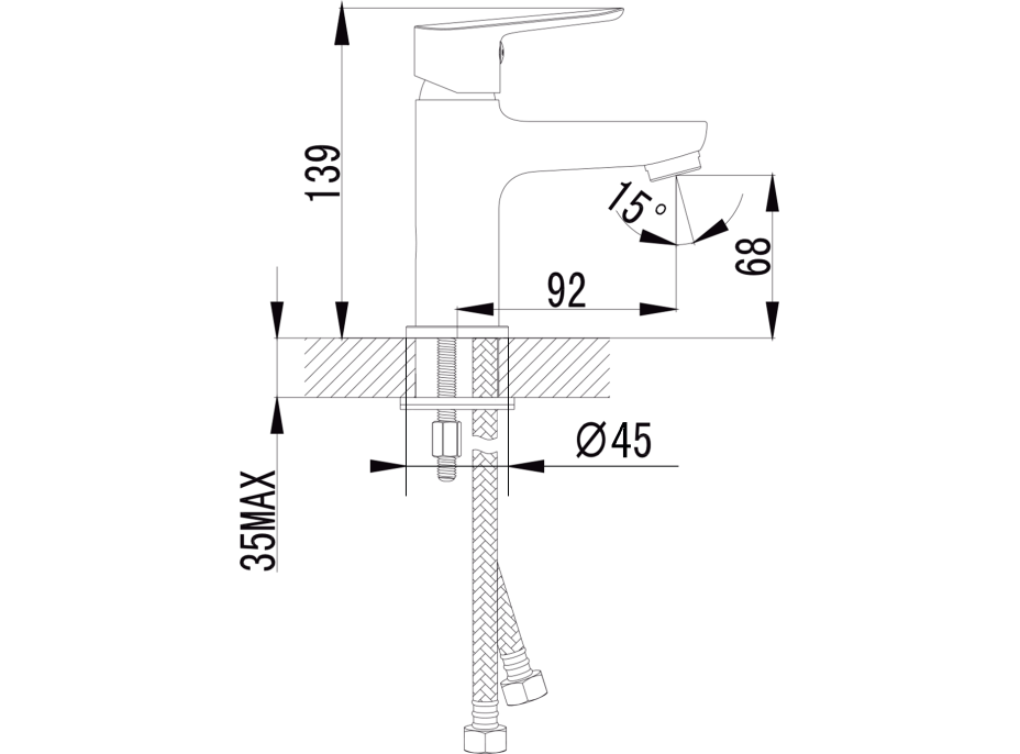 Sapho SMALL stojanková umývadlová batéria bez výpuste, 139mm, chróm SM06