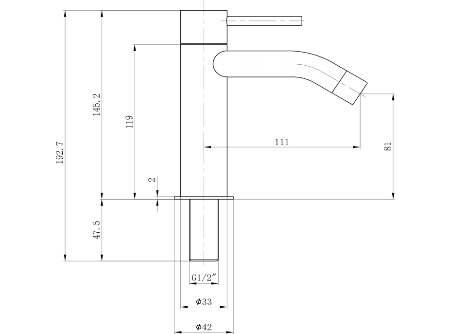 Sapho SMALL stojankový umývadlový ventil, 145mm, chróm SM24