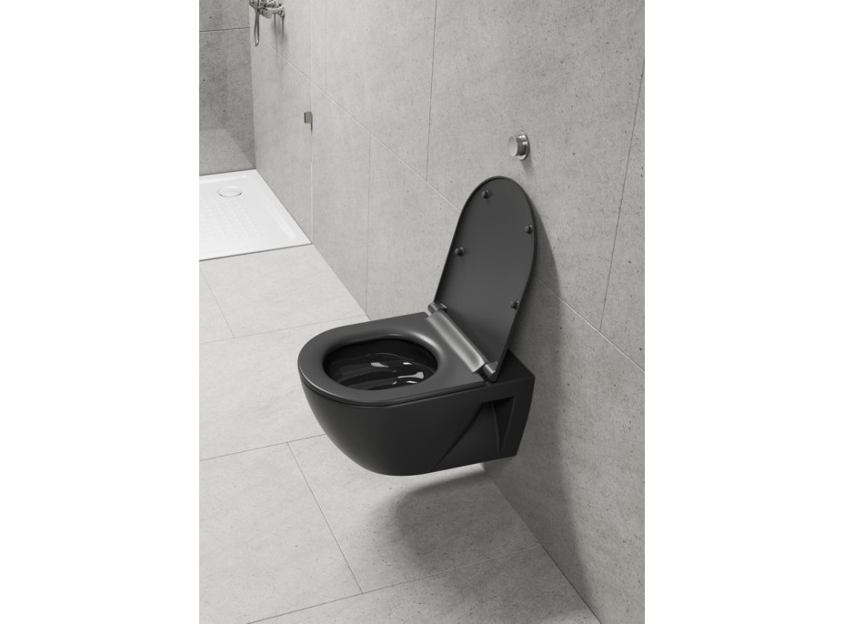 GSI PURA ECO závesná WC misa, Swirlflush, 36x55cm, čierna dual-mat 880726