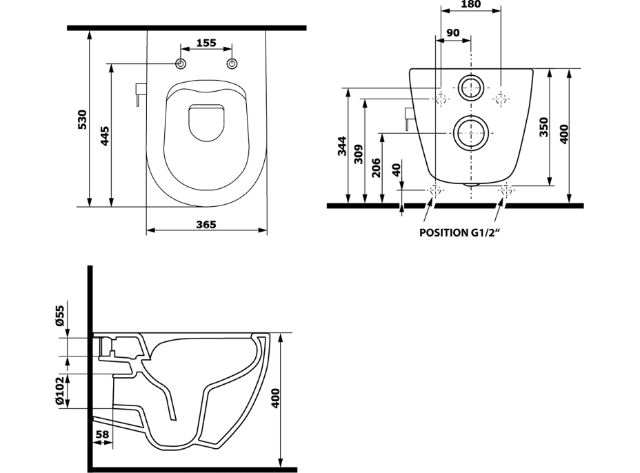 Isvea INFINITY CLEANWASH závesná WC misa Rimless, integrovaná batéria a bidet. spŕška, 36, 5x53cm, biela 10NFS1005I