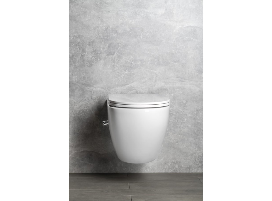 Isvea INFINITY CLEANWASH závesná WC misa Rimless, integrovaný ventil a bidet. spŕška, 36, 5x53cm, biela 10NFS1001I