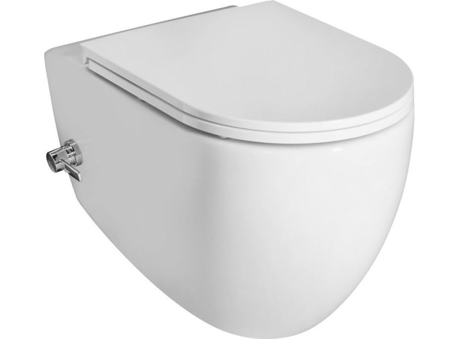 Isvea INFINITY CLEANWASH závesná WC misa Rimless, integrovaný ventil a bidet. spŕška, 36, 5x53cm, biela 10NFS1001I