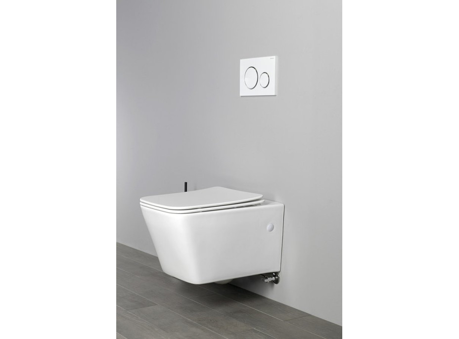 Sapho PORTO CLEANWASH závesná WC misa Rimless, integrovaná batéria a bidet. spŕška, 36x5cm, biela PZ102RX