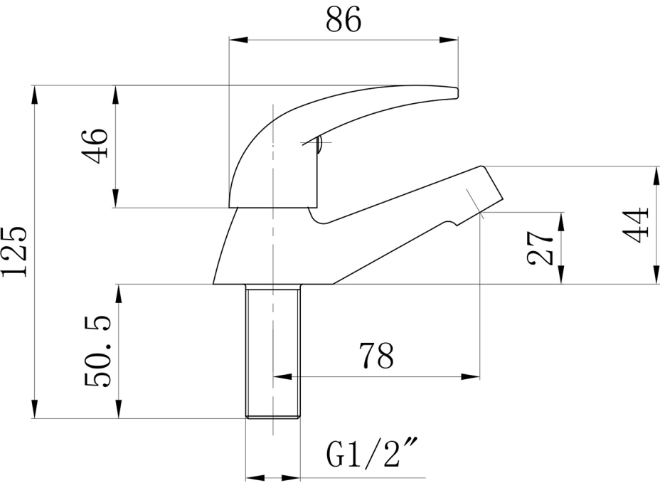 Aqualine Stojankový guľový ventil 1/2", 79, 5mm, chróm ZY12034