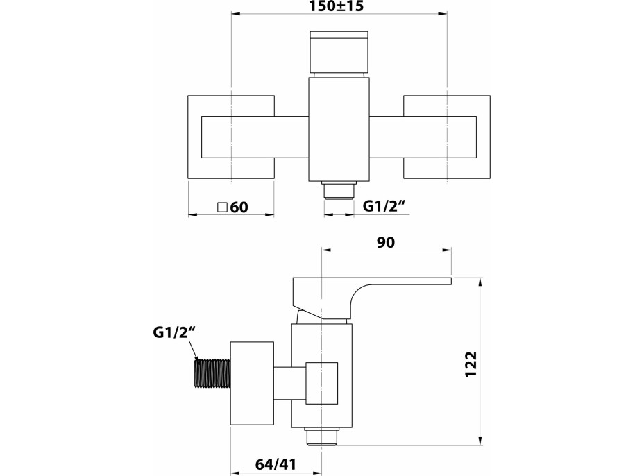 Sapho FORATA nástenná sprchová batéria, čierna mat FT011/15