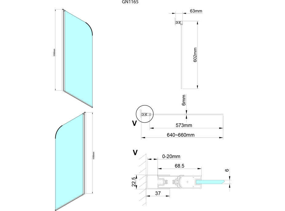 Gelco LORO vaňová zástena 650mm, číre sklo GN1165