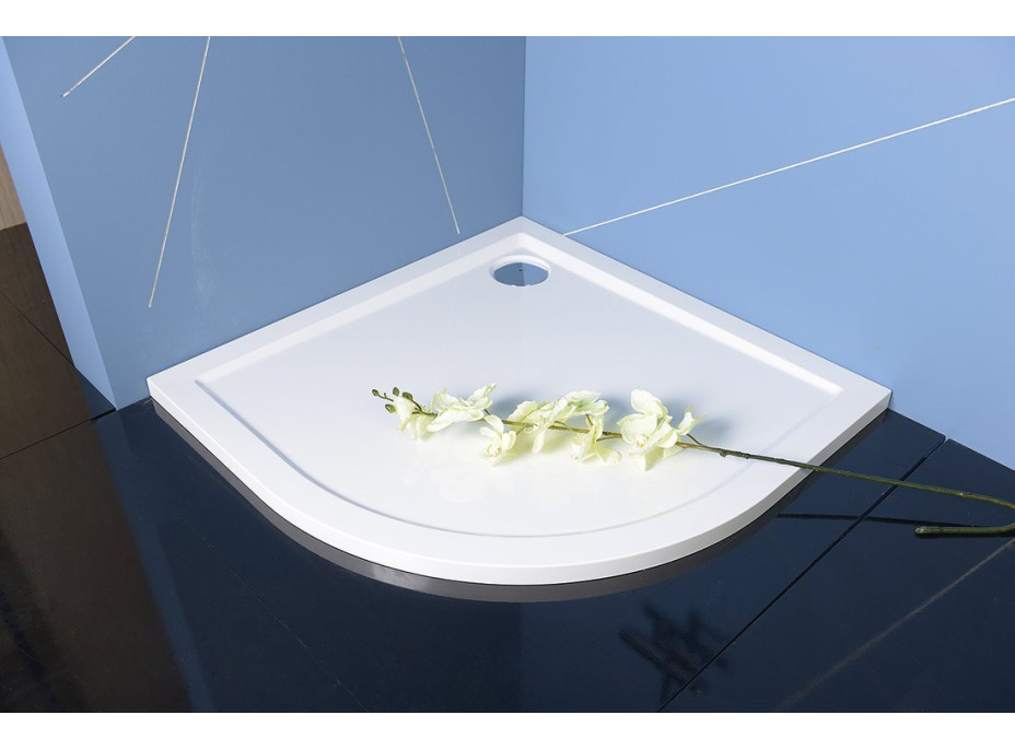 Polysan SERA sprchová vanička z liateho mramoru, štvrťkruh 80x80cm, R550, biela 40511