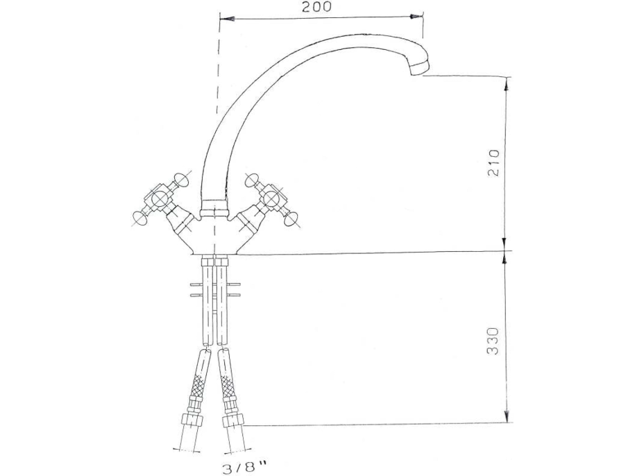 Sapho ANTEA stojanková drezová batéria, výška 265mm, chróm / zlato 3112