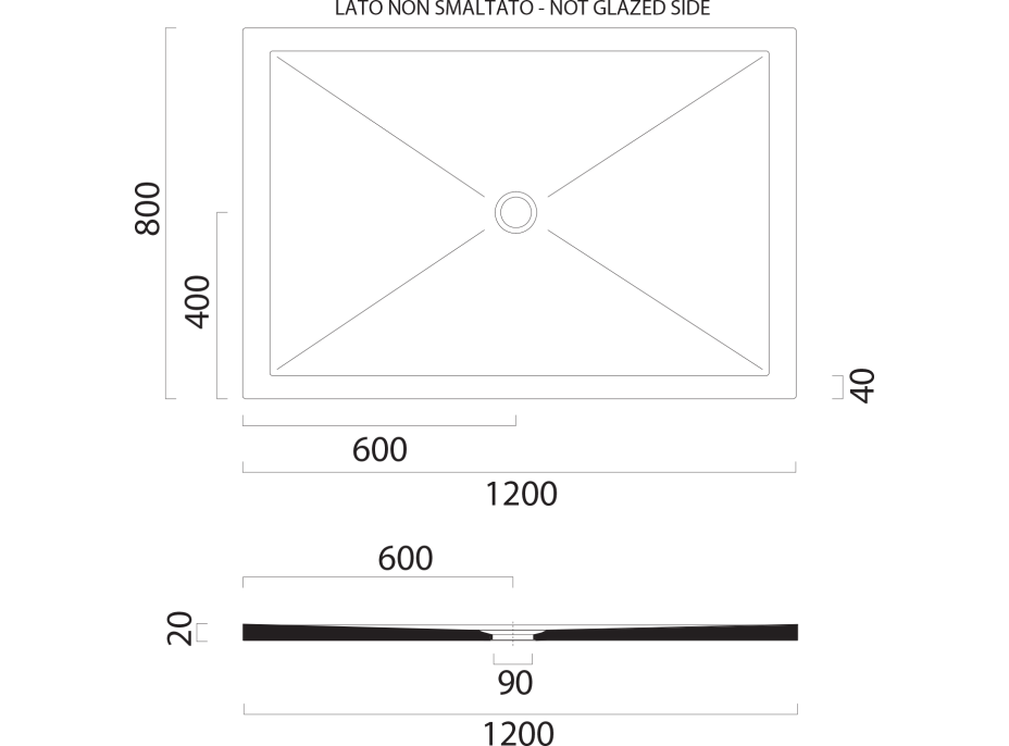 GSI Keramická sprchová vanička, obdĺžnik 120x80x2cm, biela mat 46120809