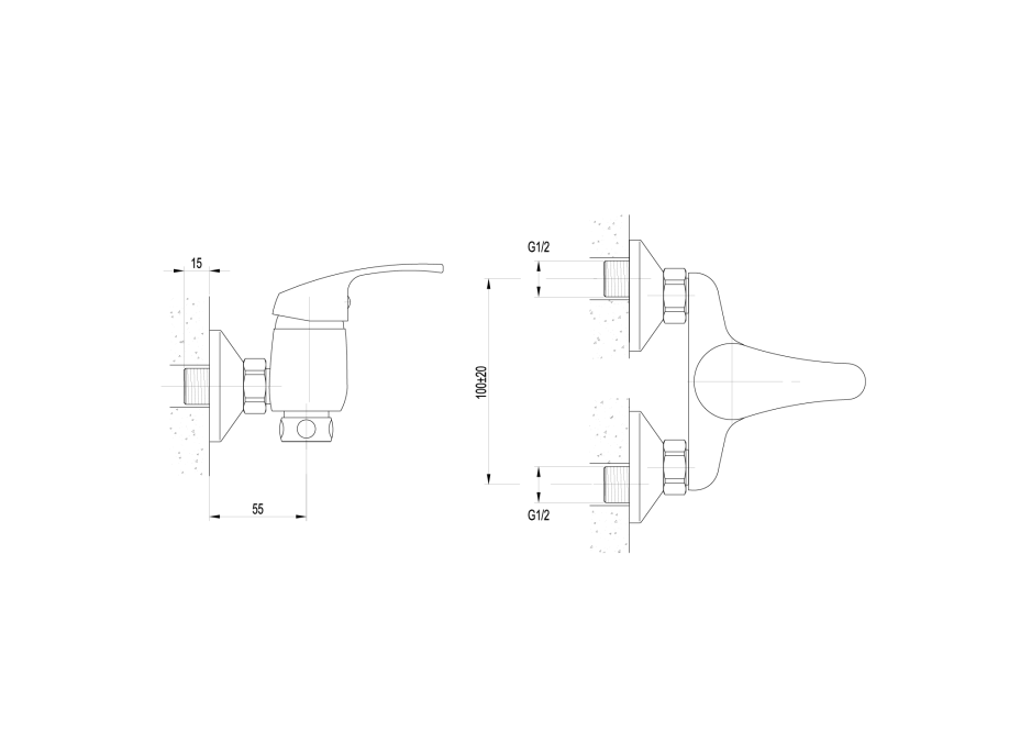 Aqualine AQUALINE 35 nástenná batéria 3/4", rozteč 100mm, bez ramienka, chróm 52131