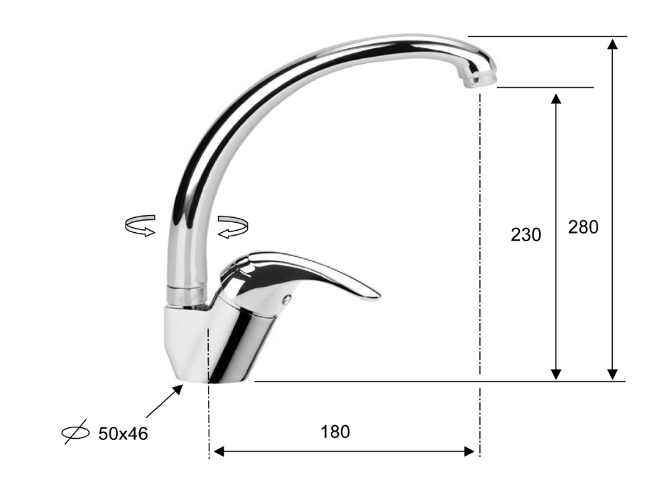 Sapho SALY stojanková drezová batéria, výška 280mm, chróm SA511