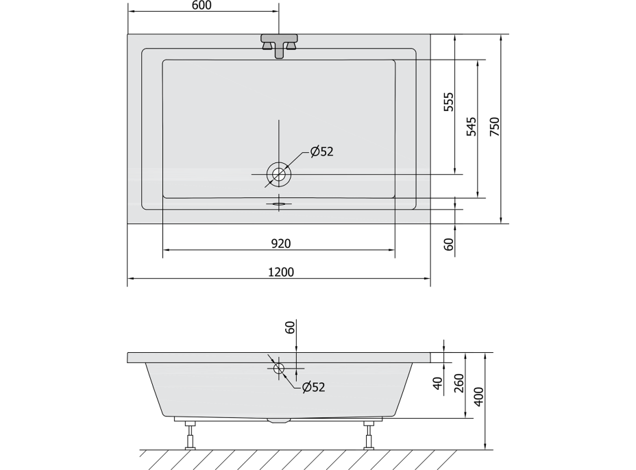 Polysan DEEP hlboká sprchová vanička, obdĺžnik 120x75x26cm, biela 71564