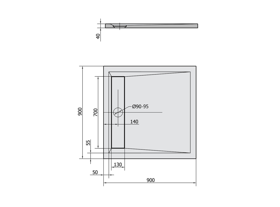 Polysan ARENA sprchová vanička z liateho mramoru so záklopom, štvorec 90x90cm, biela 71601