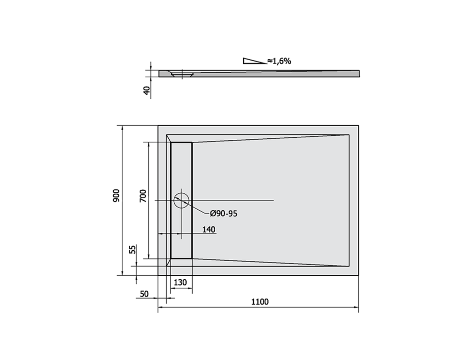 Polysan VARESA sprchová vanička z liateho mramoru so záklopom, obdĺžnik 110x90cm, biela 72938