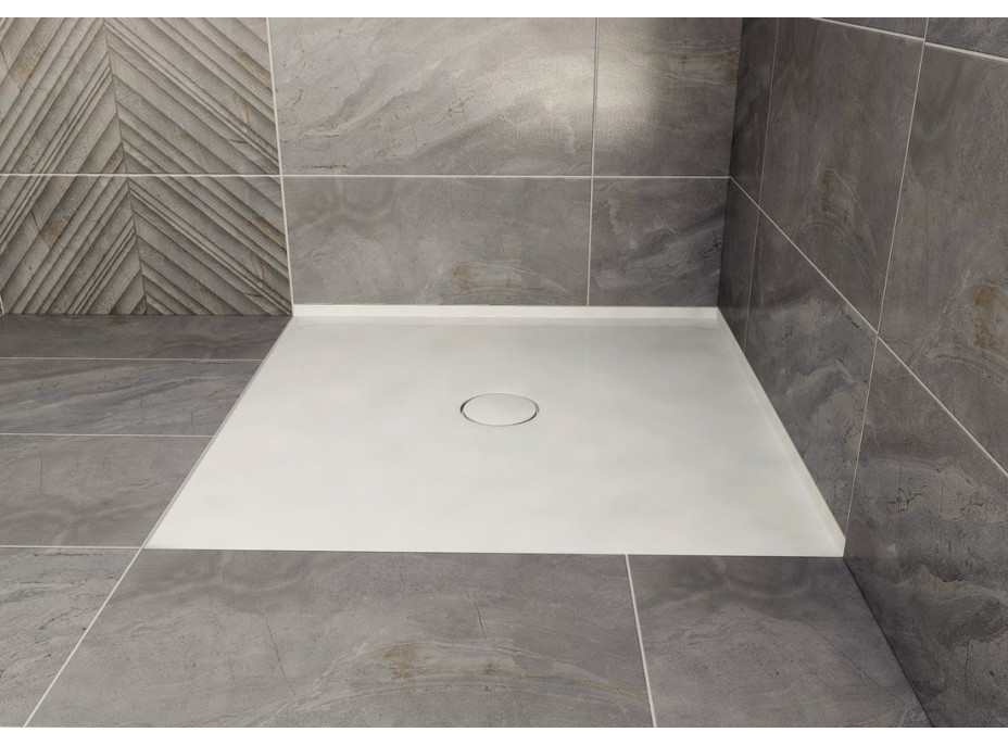 Polysan MIRAI sprchová vanička z liateho mramoru, obdĺžnik 100x80x1,8cm, pravá, biela 73170