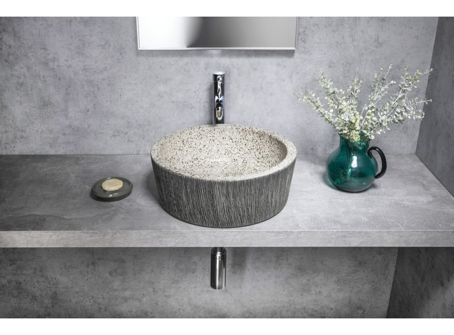 Sapho PRIORI keramické umývadlo na dosku, Ø 41 cm, granit PI035