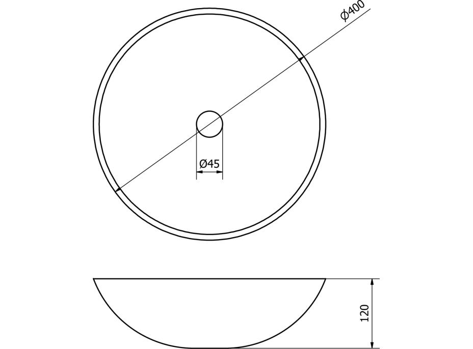 Sapho BLOK 1 kamenné umývadlo na dosku Ø 40 cm, leštený béžový travertín 2401-01