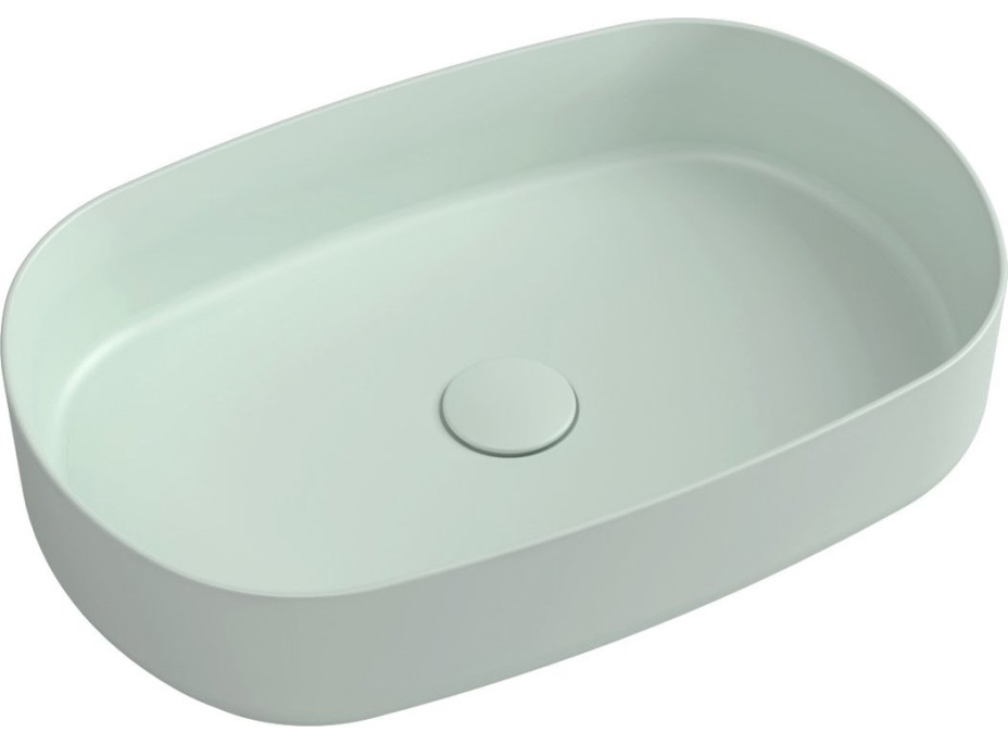 Isvea INFINITY OVAL keramické umývadlo na dosku, 55x36cm, zelená mint 10NF65055-2T