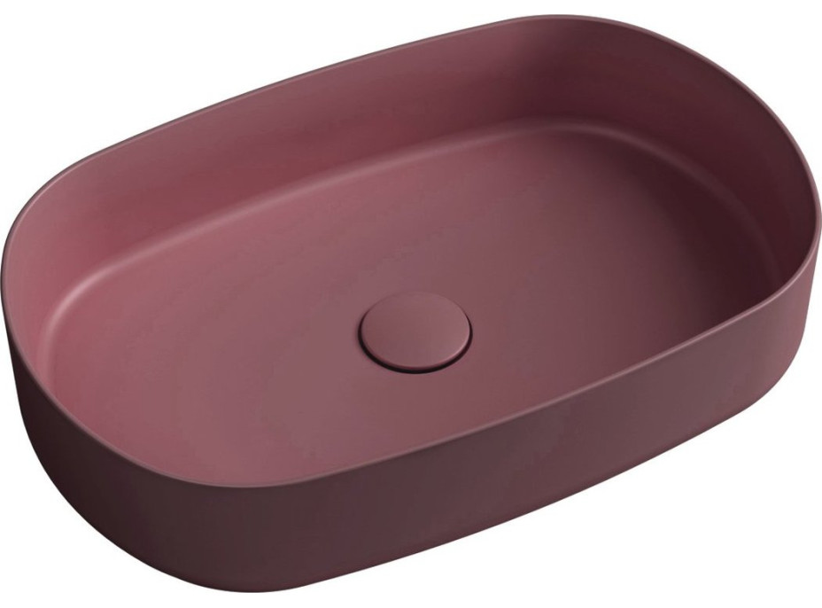 Isvea INFINITY OVAL keramické umývadlo na dosku, 55x36cm, maroon red 10NF65055-2R