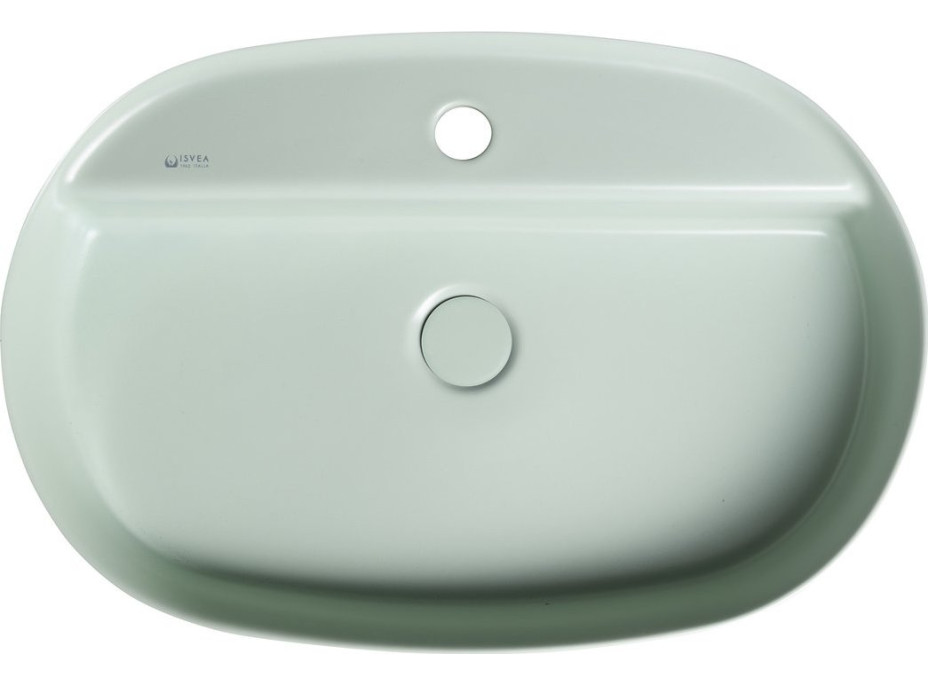 Isvea INFINITY OVAL keramické umývadlo na dosku, 60x40cm, zelená mint 10NF65060-2T